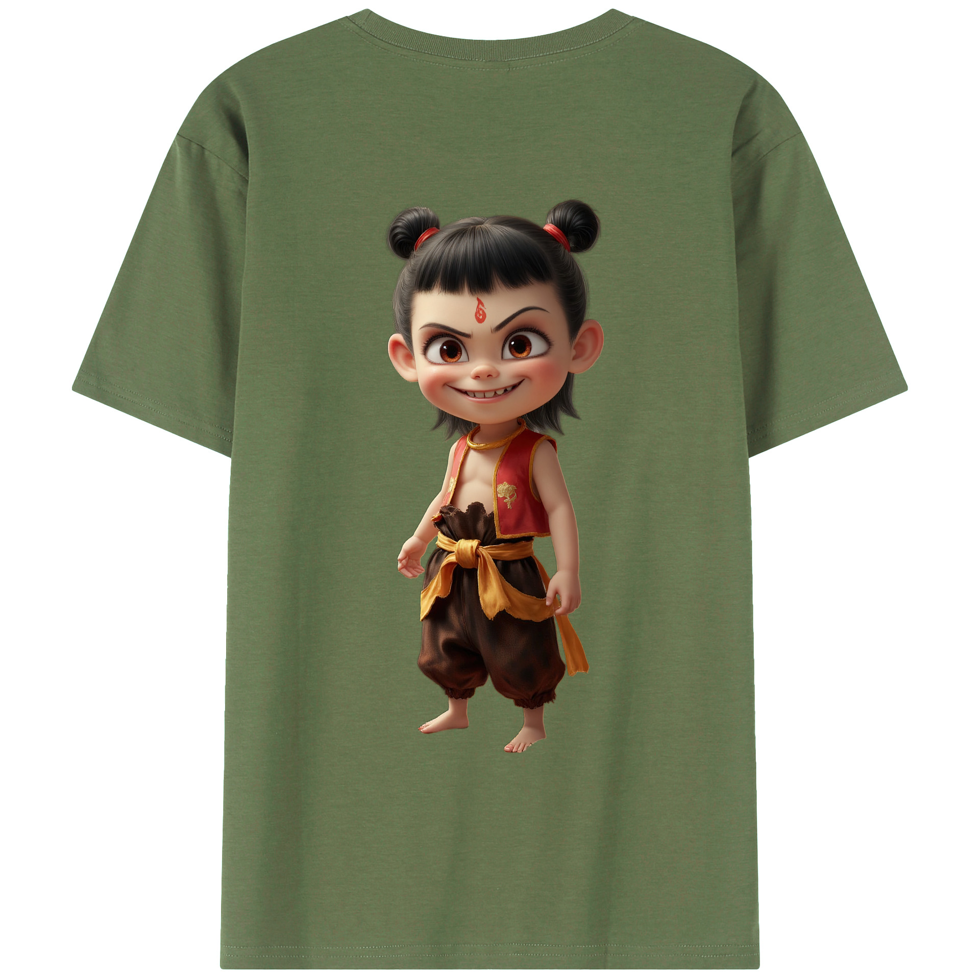 （画像用） Ne Zha 2 ナタ 魔童の大暴れ 綿100％ メンズ半袖Tシャツ（バックプリント） 通気性
